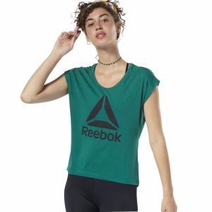 Reebok Workout Ready Supremium 2.0 T Shirt Damen - Grün - DE 015-DPN